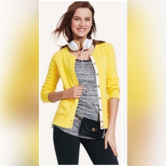 CAbi Sweaters - CAbi Belle Lace Yellow Gray Cardigan